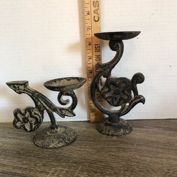 Pair of Vintage Metal Candle  Holders - Picture 7 of 10